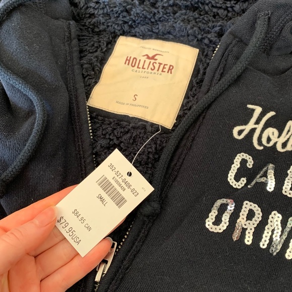 2 for 15 Hollister Women’s Sherpa Hoodie Navy S - Picture 4 of 9